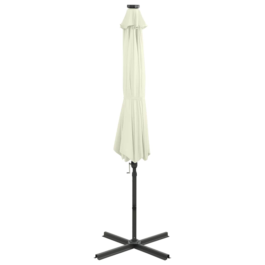 Cantilever Garden Parasol with Pole and LED Lights Sand 300 cm