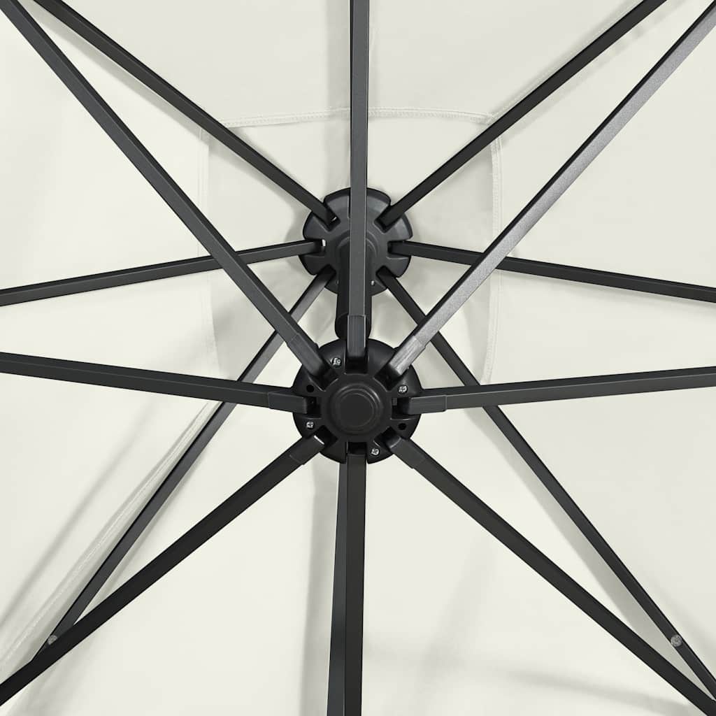 Cantilever Garden Parasol with Pole and LED Lights Sand 300 cm