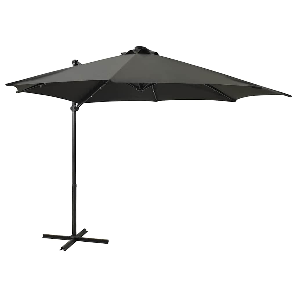 Cantilever Garden Parasol with Pole and LED Lights Anthracite 300 cm