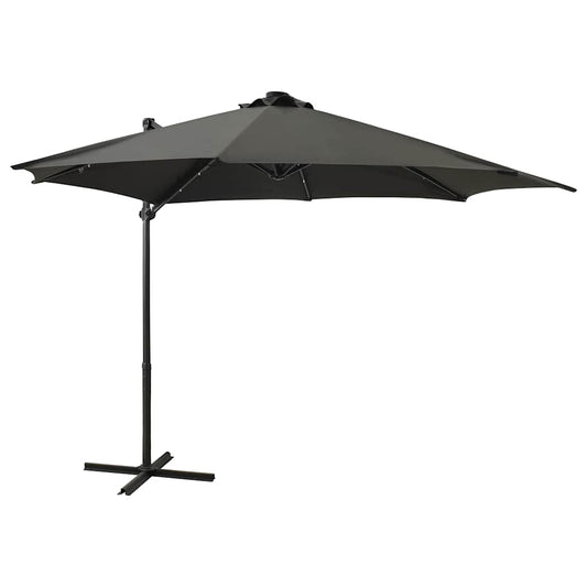 Cantilever Garden Parasol with Pole and LED Lights Anthracite 300 cm
