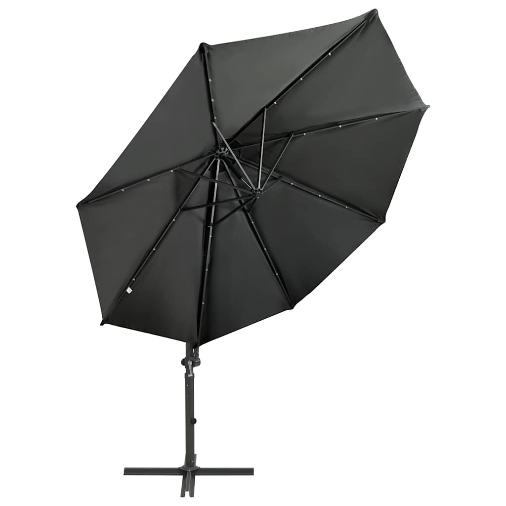 Cantilever Garden Parasol with Pole and LED Lights Anthracite 300 cm