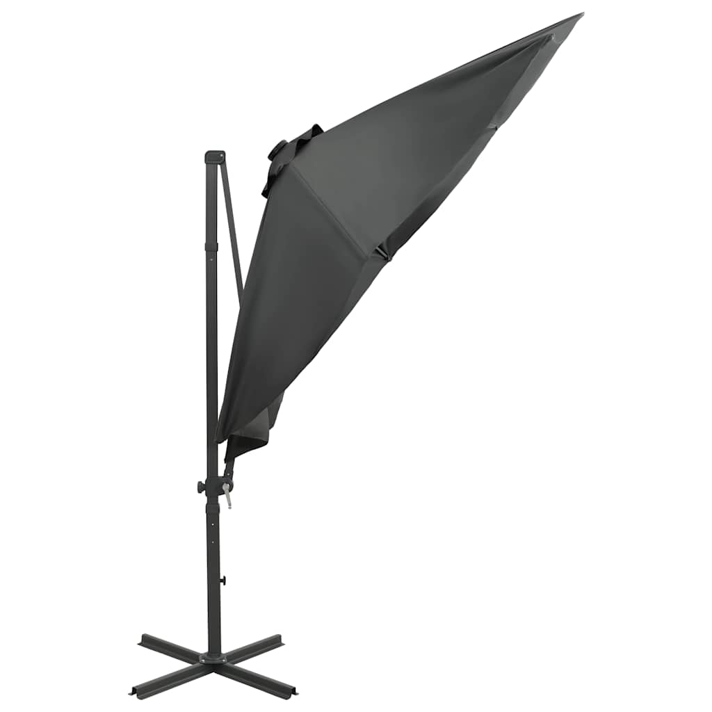 Cantilever Garden Parasol with Pole and LED Lights Anthracite 300 cm
