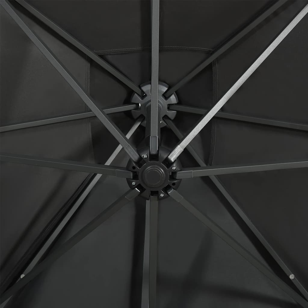Cantilever Garden Parasol with Pole and LED Lights Anthracite 300 cm