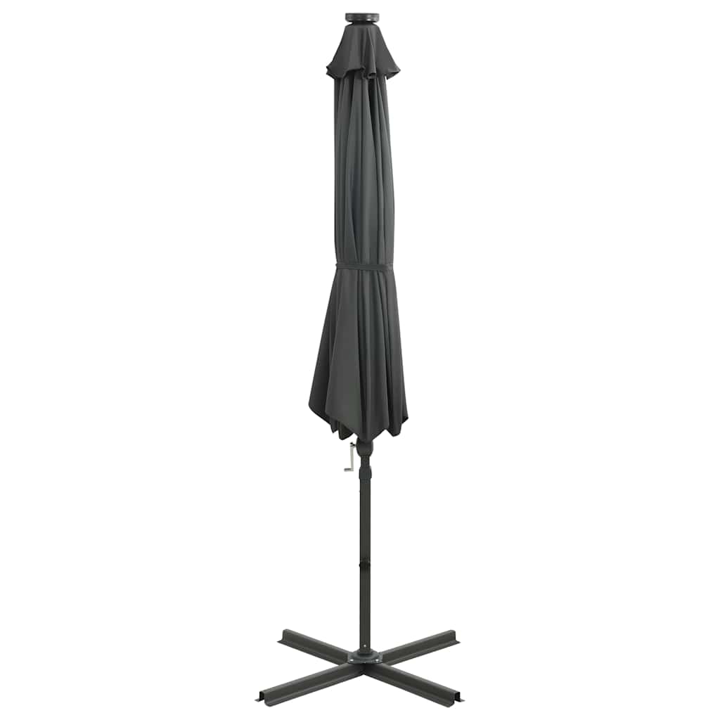 Cantilever Garden Parasol with Pole and LED Lights Anthracite 300 cm
