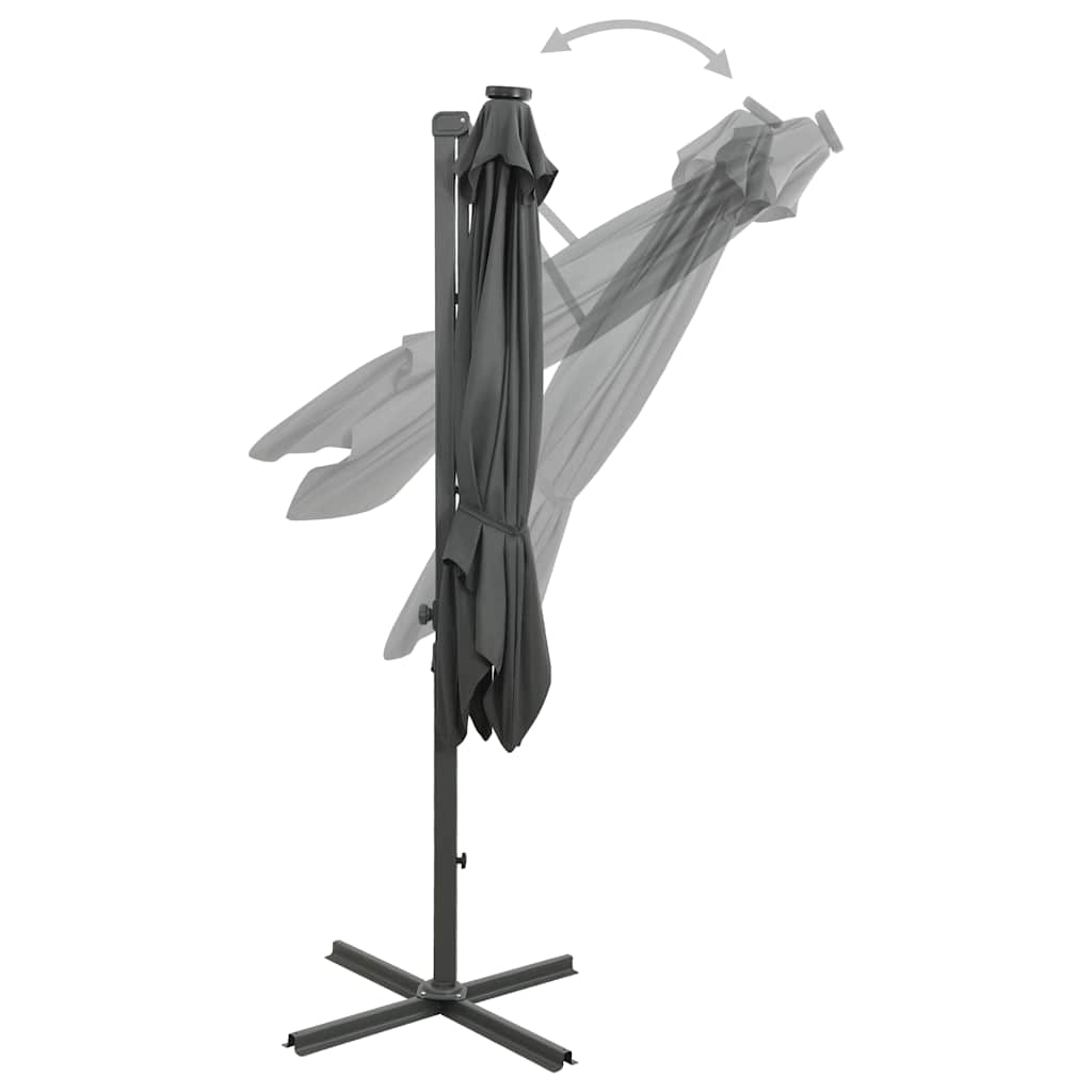 Cantilever Garden Parasol with Pole and LED Lights Anthracite 300 cm