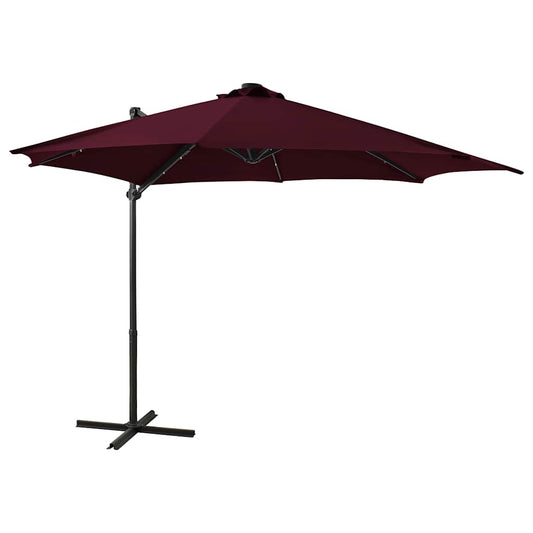 Cantilever Garden Parasol with Pole and LED Lights Bordeaux Red 300cm