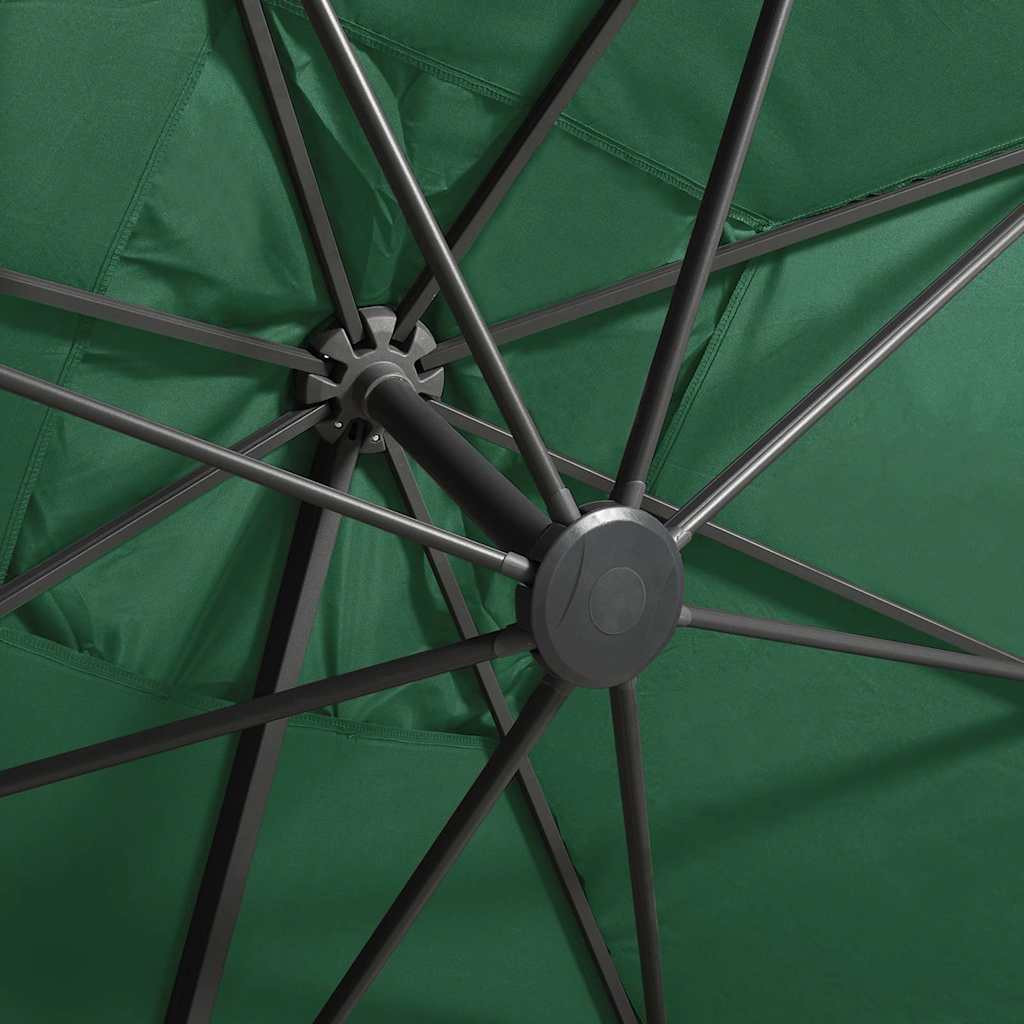 Cantilever Garden Parasol with Pole and LED Lights Green 300 cm