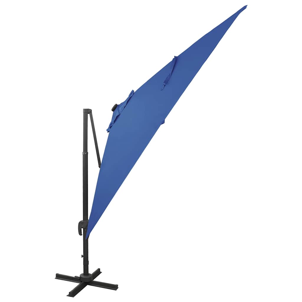 Cantilever Garden Parasol with Pole and LED Lights Azure Blue 300 cm