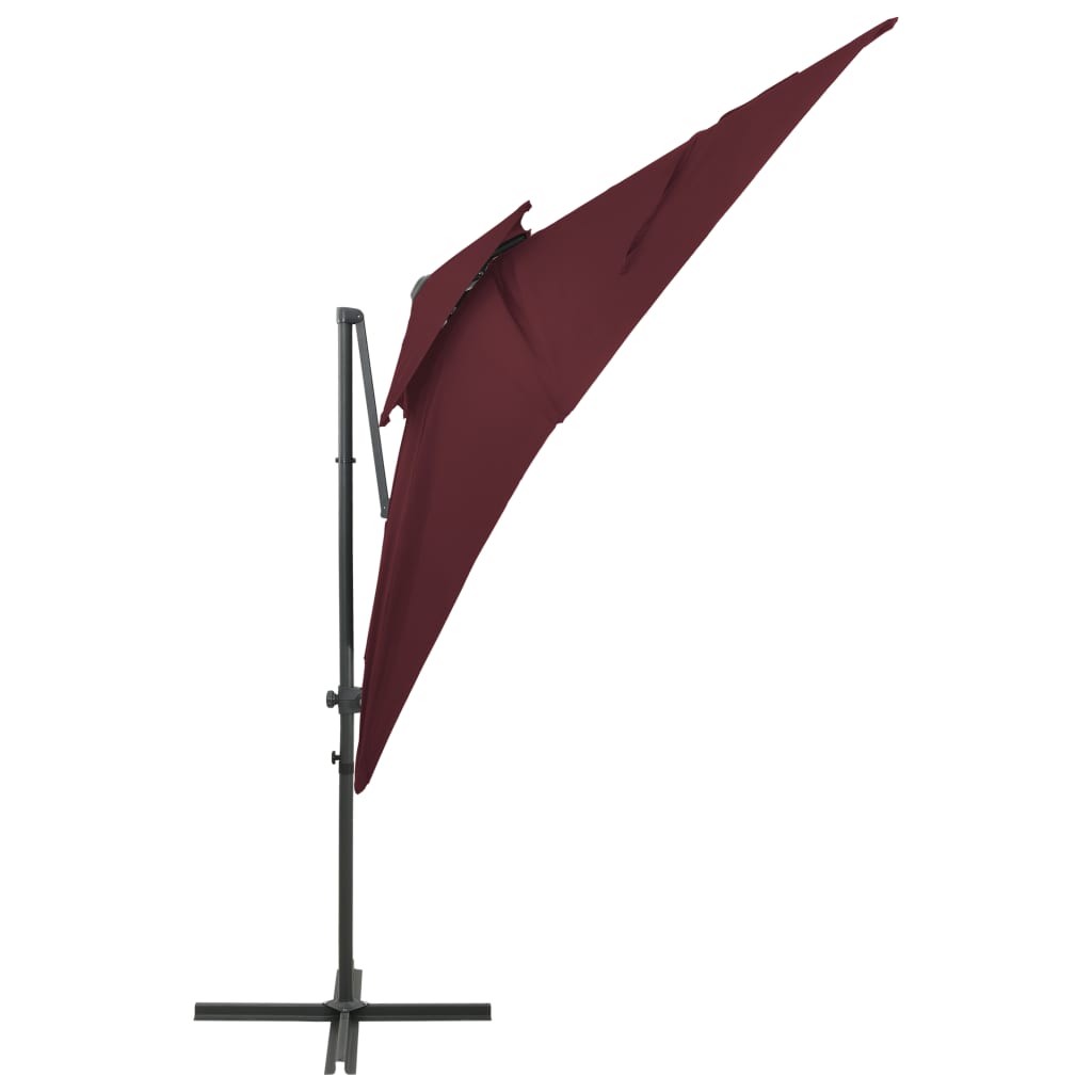 Cantilever Garden Parasol with Double Top Bordeaux Red 250x250 cm