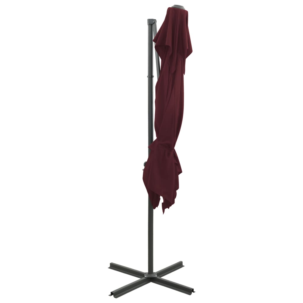 Cantilever Garden Parasol with Double Top Bordeaux Red 250x250 cm