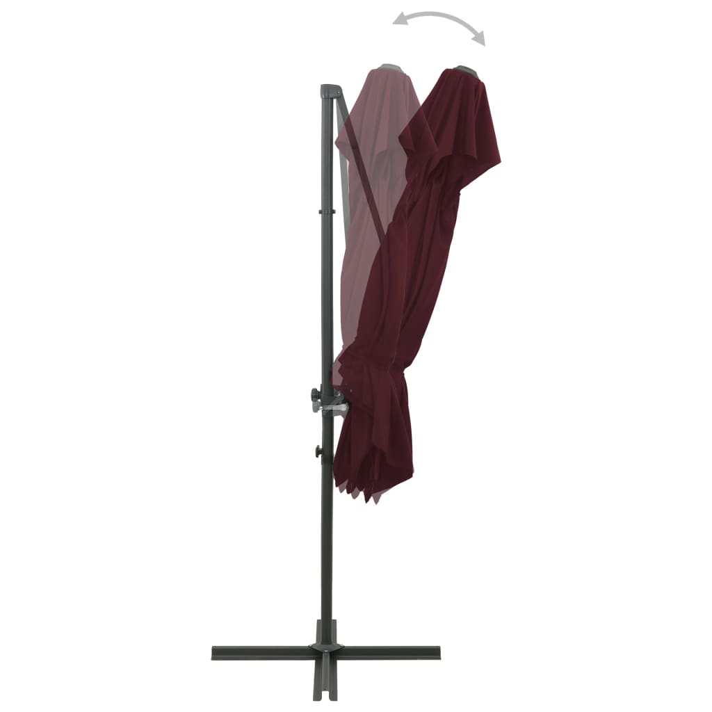Cantilever Garden Parasol with Double Top Bordeaux Red 250x250 cm