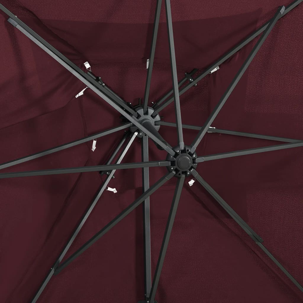 Cantilever Garden Parasol with Double Top Bordeaux Red 250x250 cm