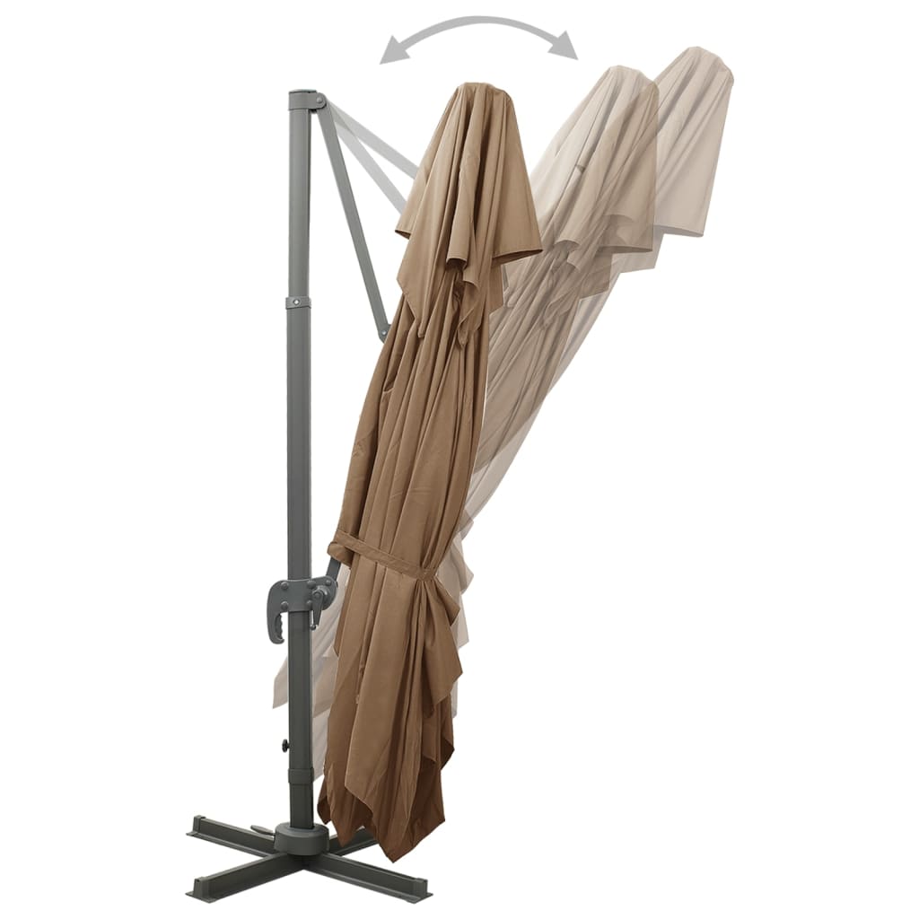 Cantilever Garden Parasol with Double Top Taupe 400x300 cm