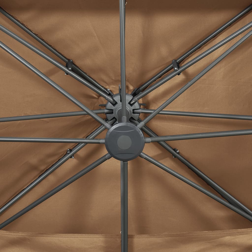 Cantilever Garden Parasol with Double Top Taupe 400x300 cm