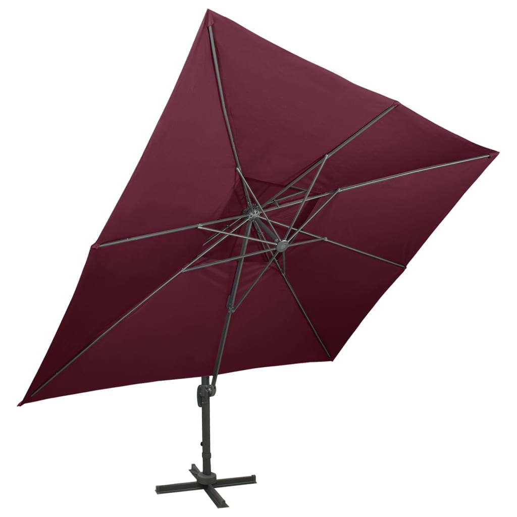 Cantilever Garden Parasol with Double Top Bordeaux Red 400x300 cm