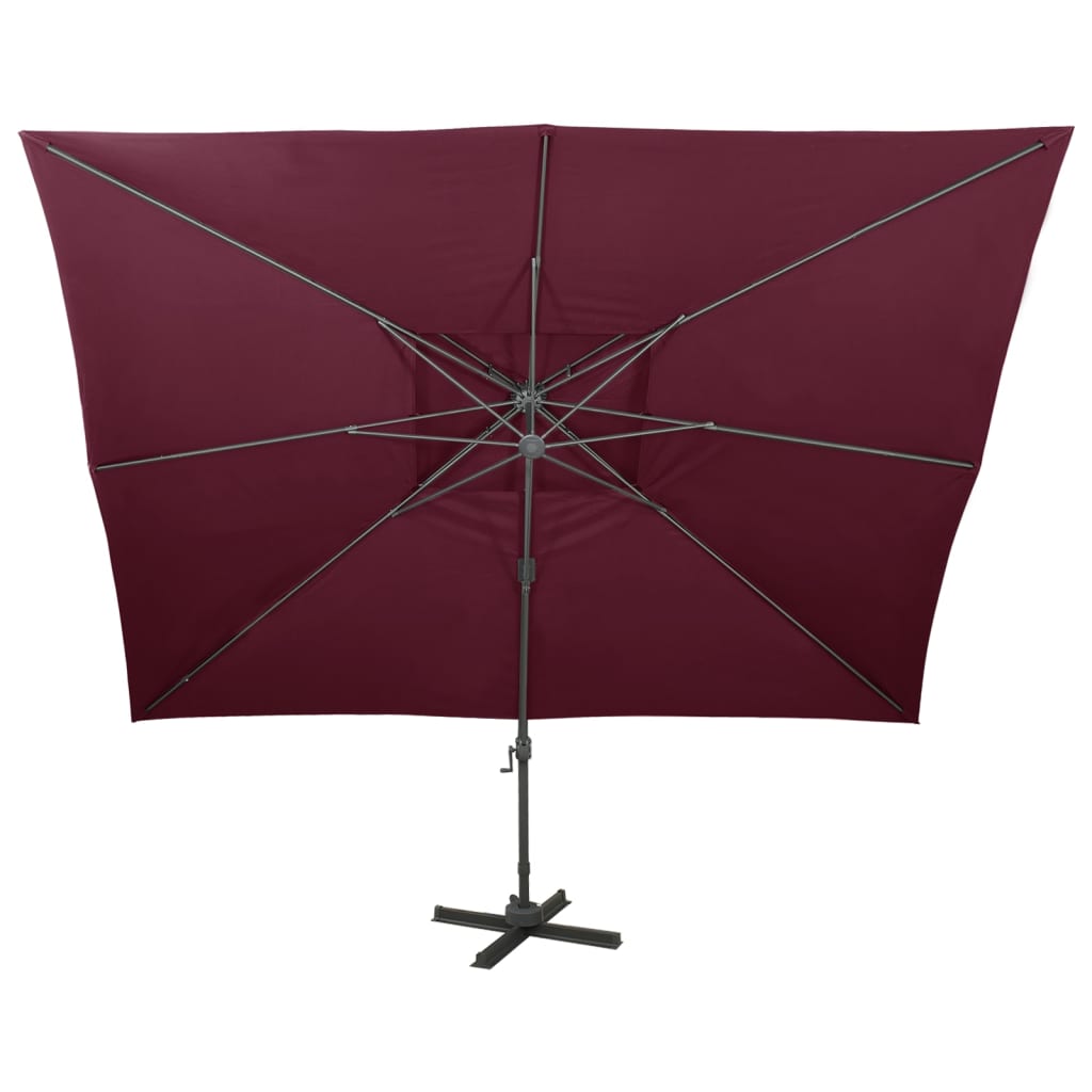 Cantilever Garden Parasol with Double Top Bordeaux Red 400x300 cm