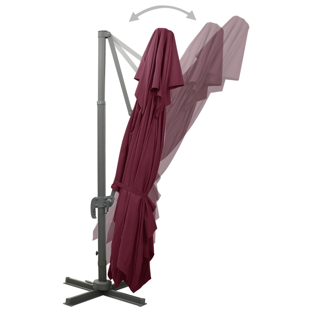 Cantilever Garden Parasol with Double Top Bordeaux Red 400x300 cm