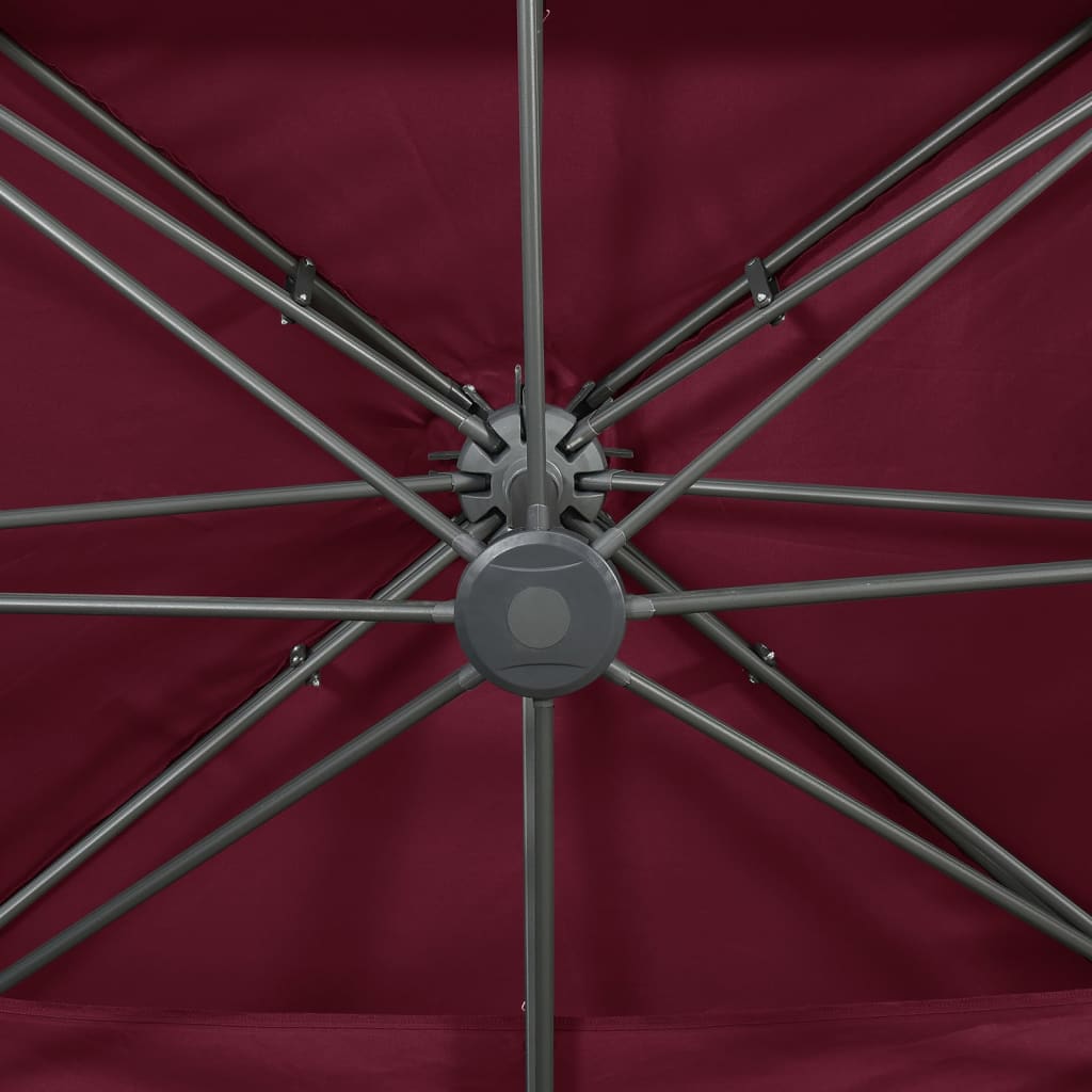 Cantilever Garden Parasol with Double Top Bordeaux Red 400x300 cm