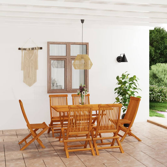 7 Piece Garden Dining Set Solid Teak Wood