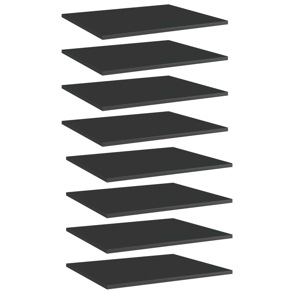 Bookshelf Boards 8 pcs High Gloss Black 60x50x1.5 cm Engineered Wood
