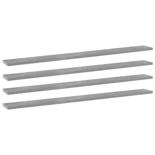 Bookshelf Boards 4 pcs Concrete Grey 100x10x1.5 cm Engineered Wood