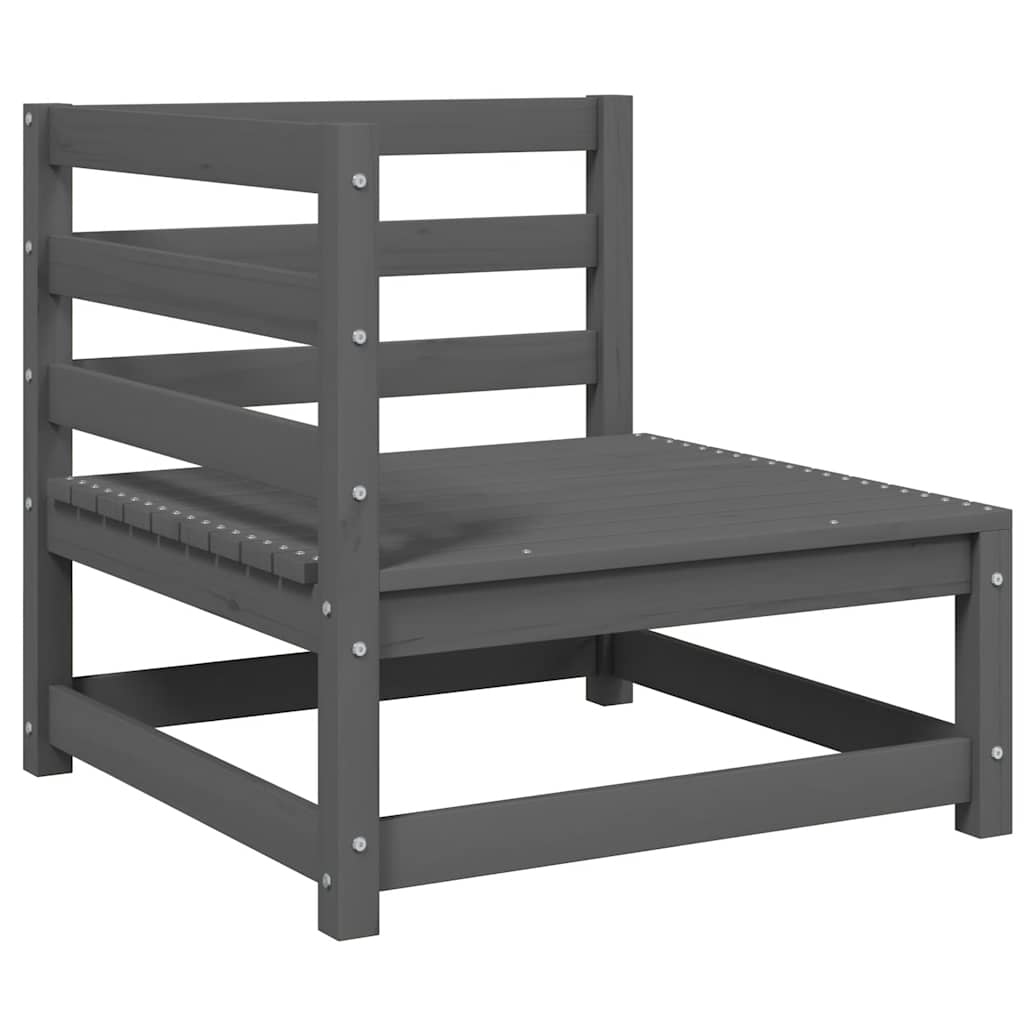 2 Piece Garden Lounge Set Grey Solid Pinewood