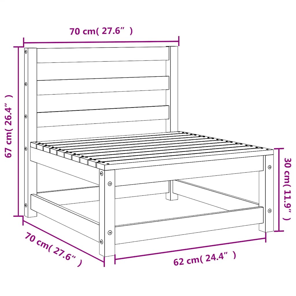 2 Piece Garden Lounge Set White Solid Pinewood