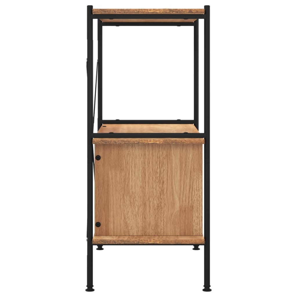 3-Tier Shelving Unit with Cabinet 80x40x92 cm Steel and Engineered Wood