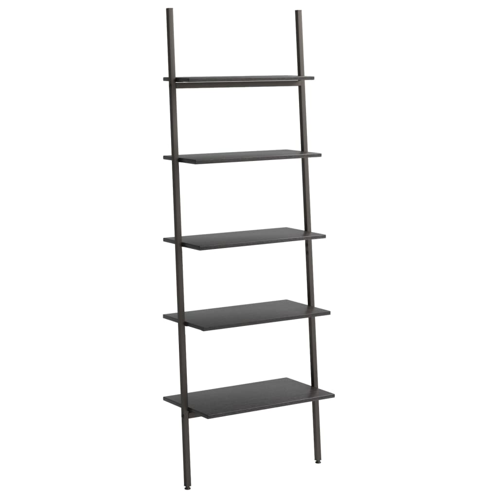 5-Tier Leaning Shelf Black 64x34x185.5 cm