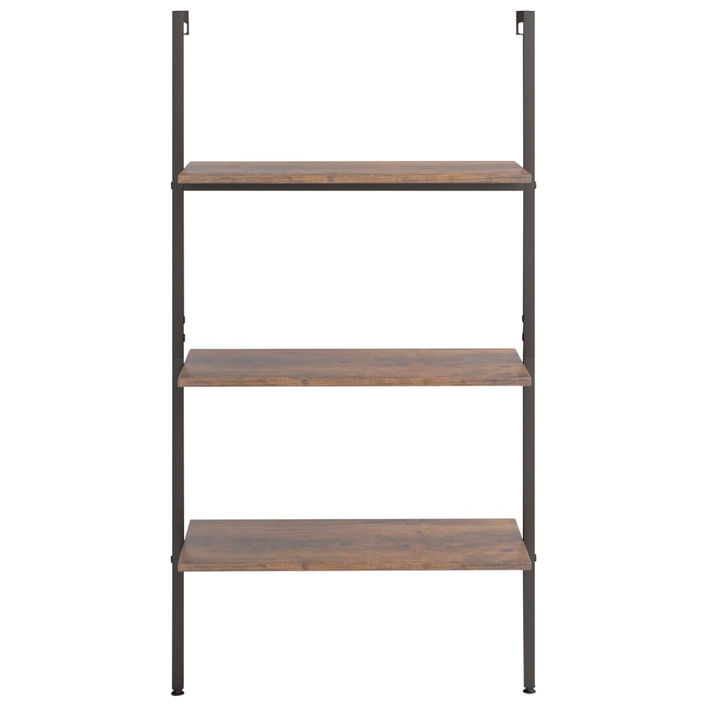 3-Tier Leaning Shelf Dark Brown and Black 64x35x120.5 cm