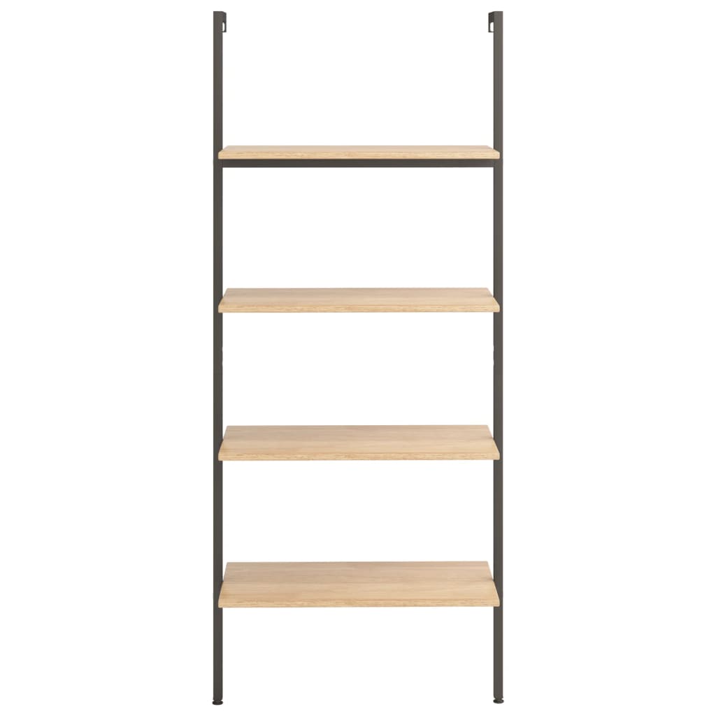 4-Tier Leaning Shelf Light Brown and Black 64x35x152.5 cm