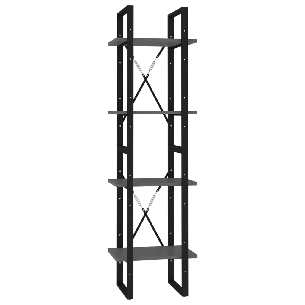 4-Tier Book Cabinet Grey 40x30x140 cm Engineered Wood