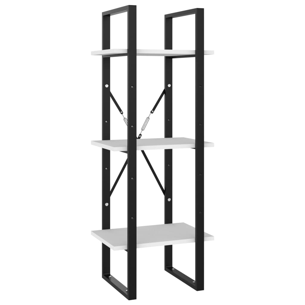 3-Tier Book Cabinet White 40x30x105 cm Engineered Wood