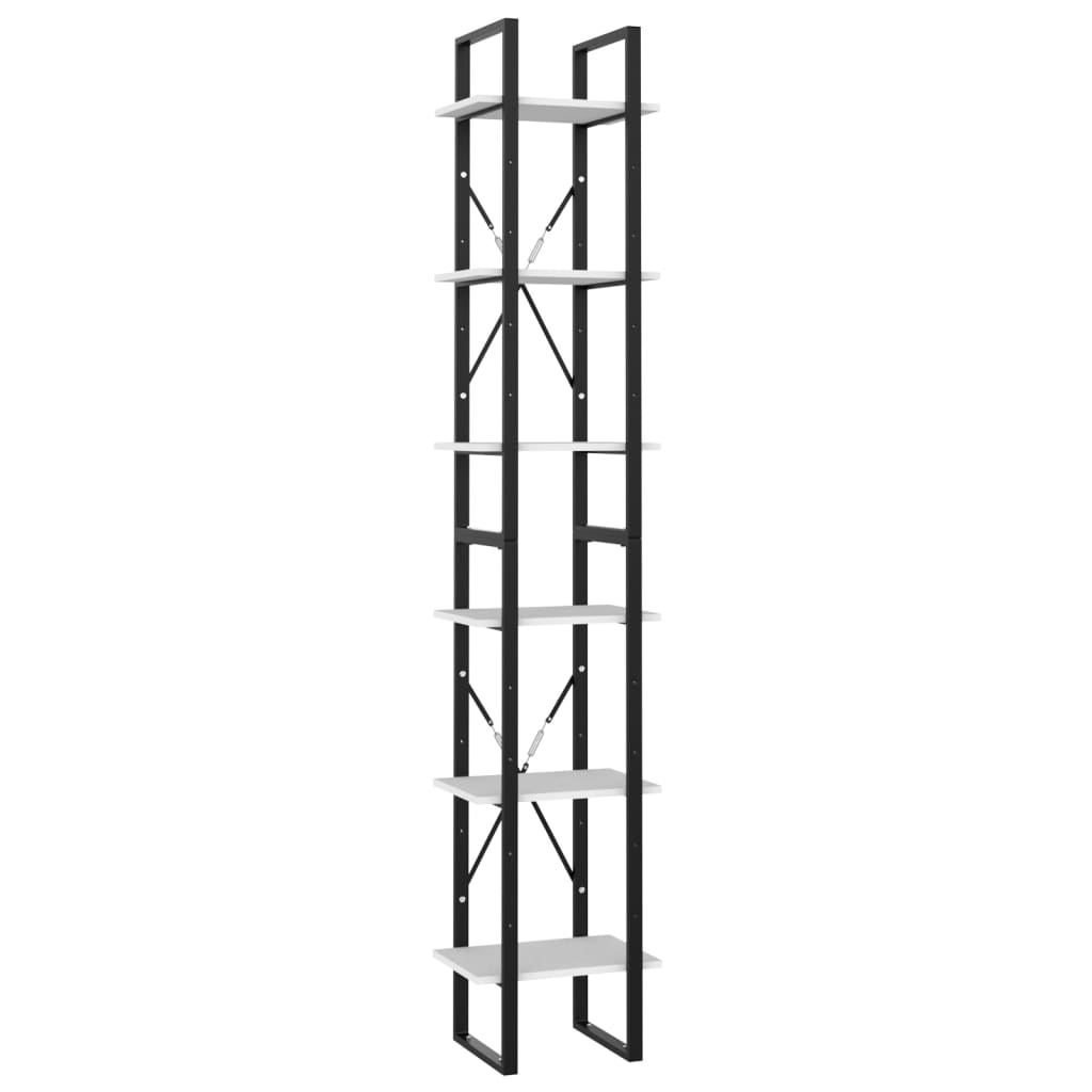 6-Tier Book Cabinet White 40x30x210 cm Engineered Wood
