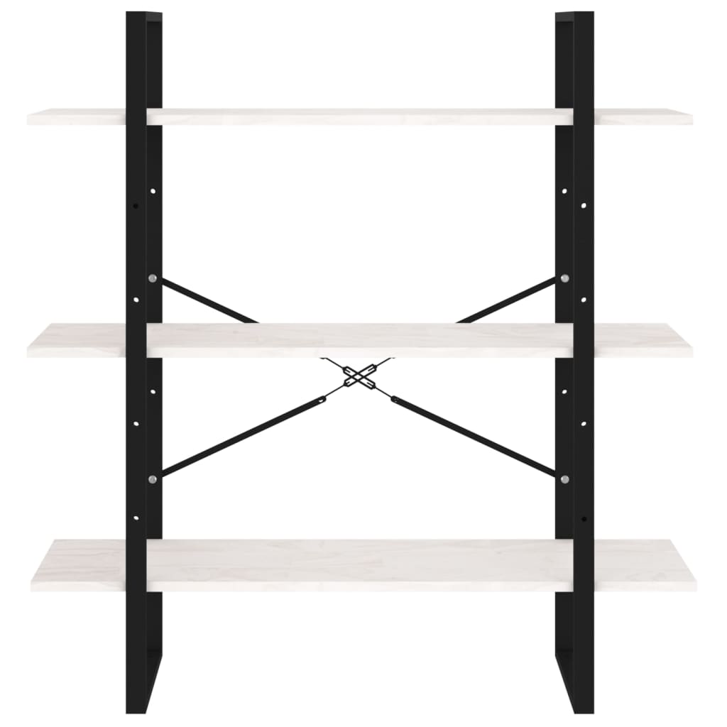 3-Tier Book Cabinet White 100x30x105 cm Solid Pine Wood