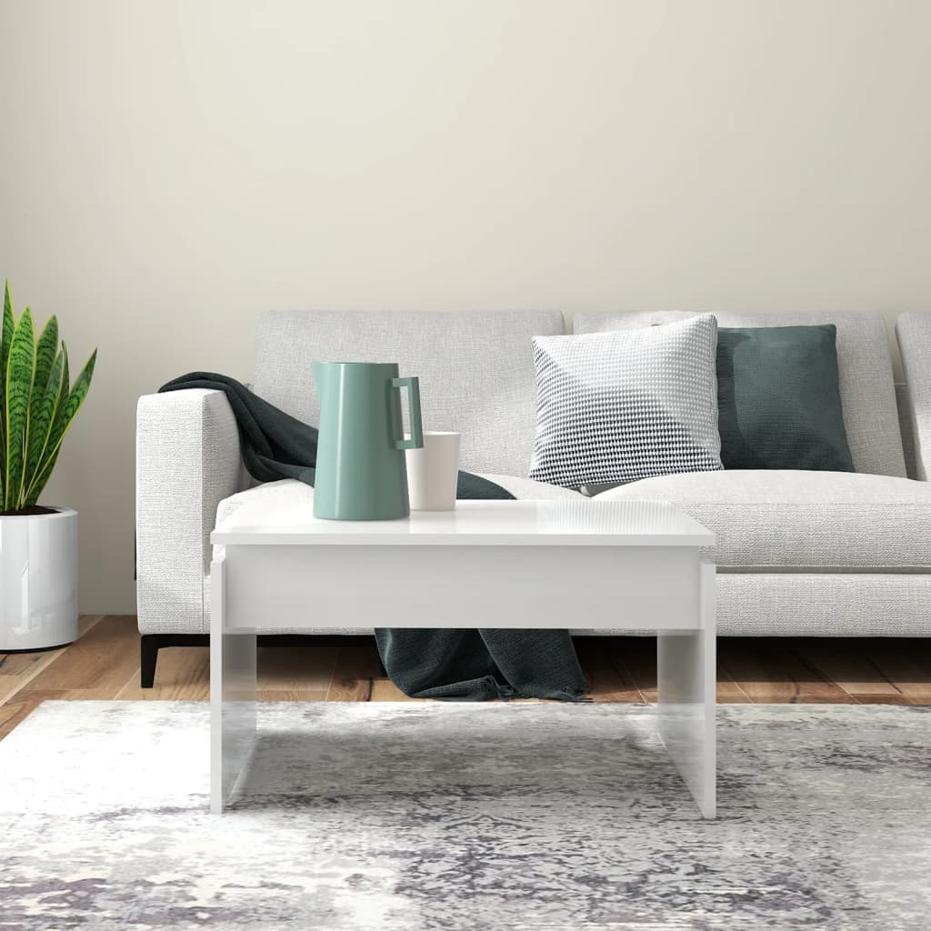 Coffee Table High Gloss White 68x50x38 cm Engineered Wood