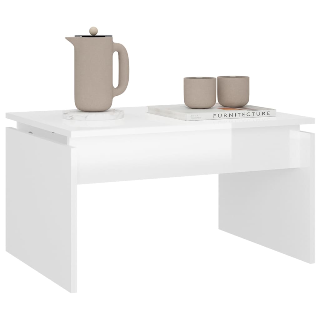 Coffee Table High Gloss White 68x50x38 cm Engineered Wood