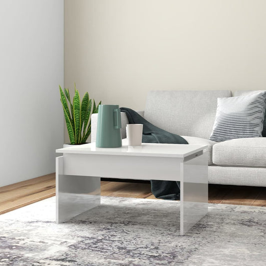 Coffee Table High Gloss White 68x50x38 cm Engineered Wood