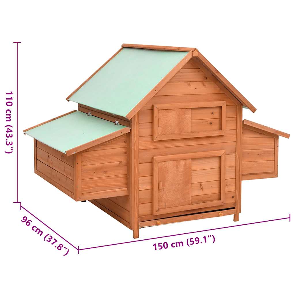 Chicken Coop 150x96x110 cm Solid Firwood