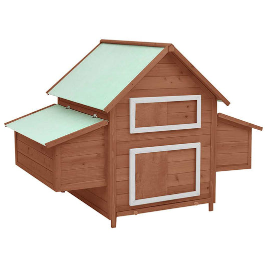 Chicken Coop Mocha and White 150x96x110 cm Solid Firwood