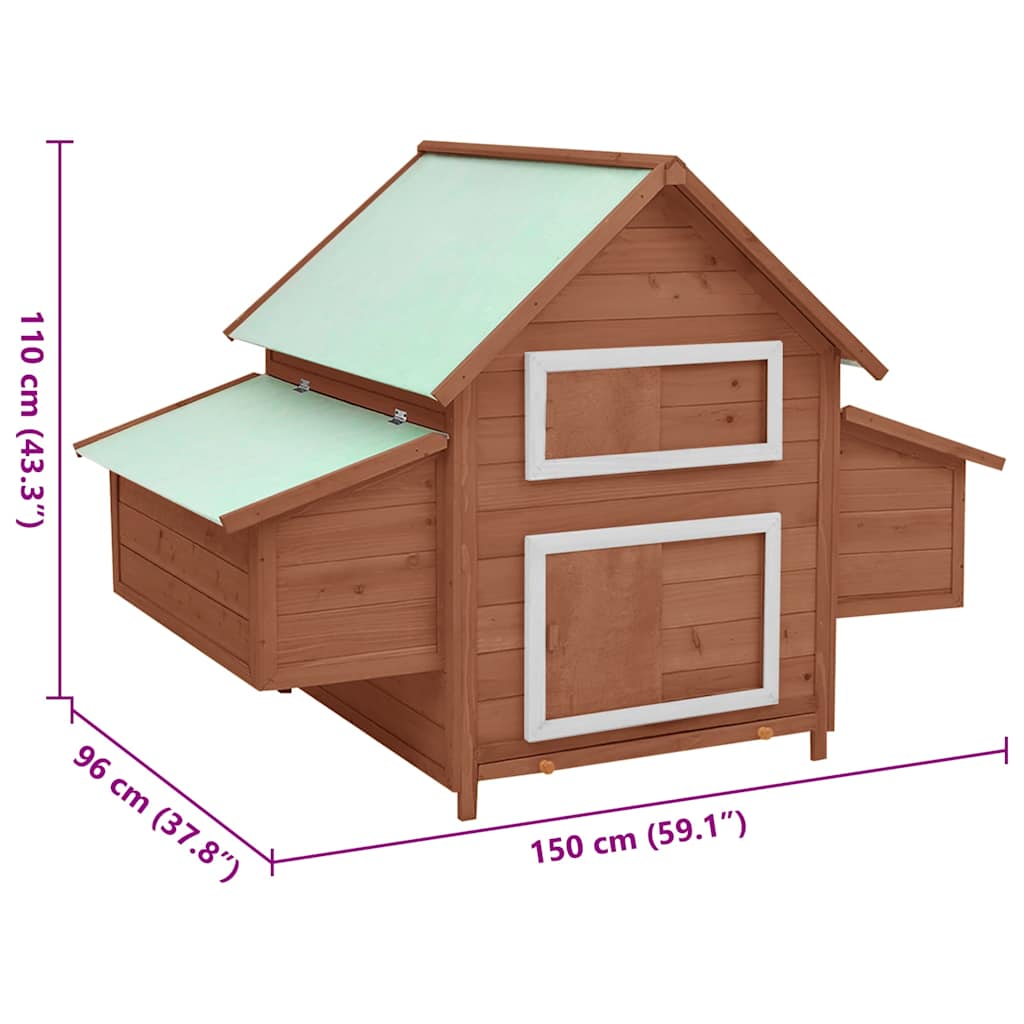 Chicken Coop Mocha and White 150x96x110 cm Solid Firwood