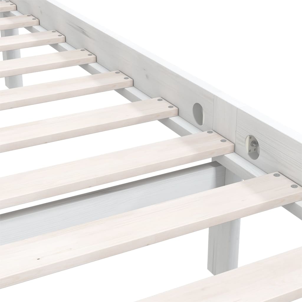 810078 vidaXL Bed Frame without Mattress White Solid Wood 120x200 cm