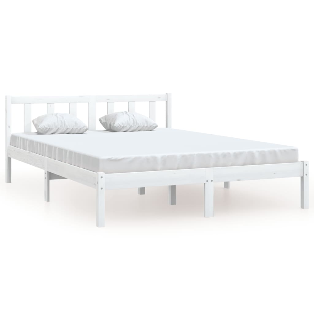 810083 vidaXL Bed Frame without Mattress White Solid Wood 140x200 cm