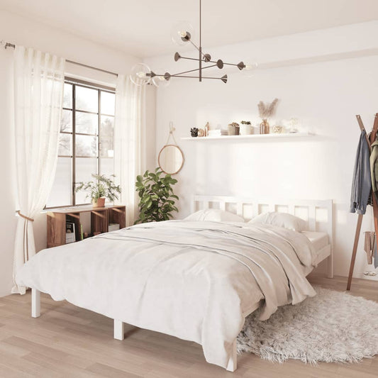810083 vidaXL Bed Frame without Mattress White Solid Wood 140x200 cm