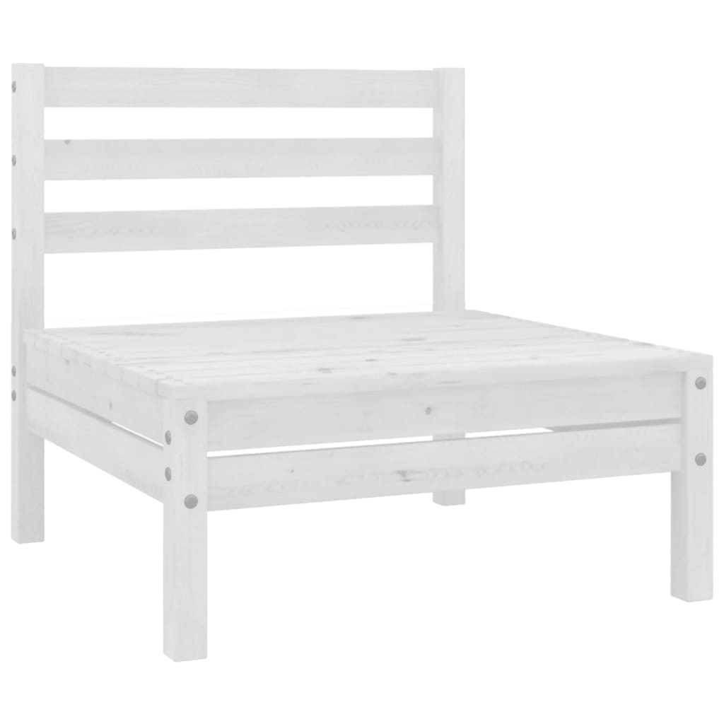 6 Piece Garden Lounge Set White Solid Pinewood