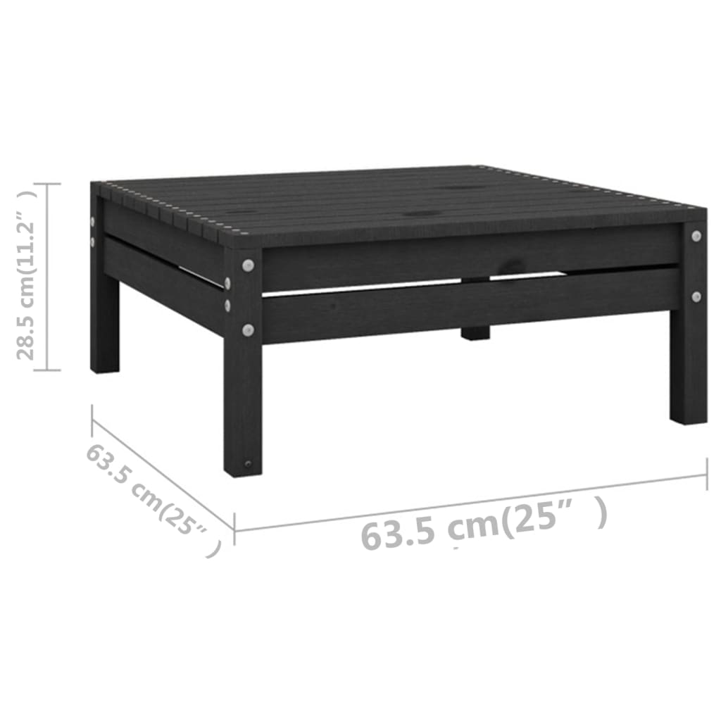 11 Piece Garden Lounge Set Black Solid Wood Pine