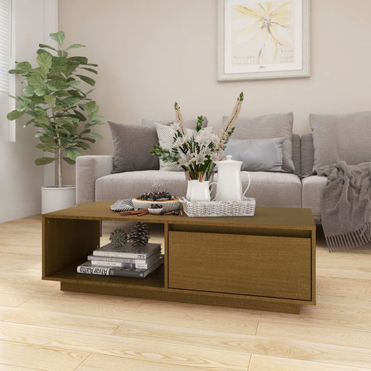 Coffee Table Honey Brown 110x50x33.5 cm Solid Pinewood