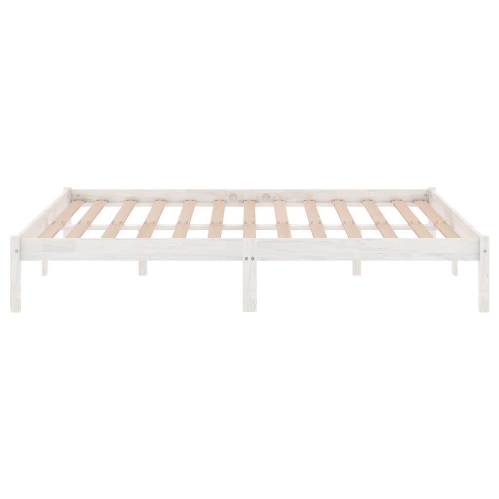 809998 vidaXL Bed Frame without Mattress White Solid Wood 140x190 cm