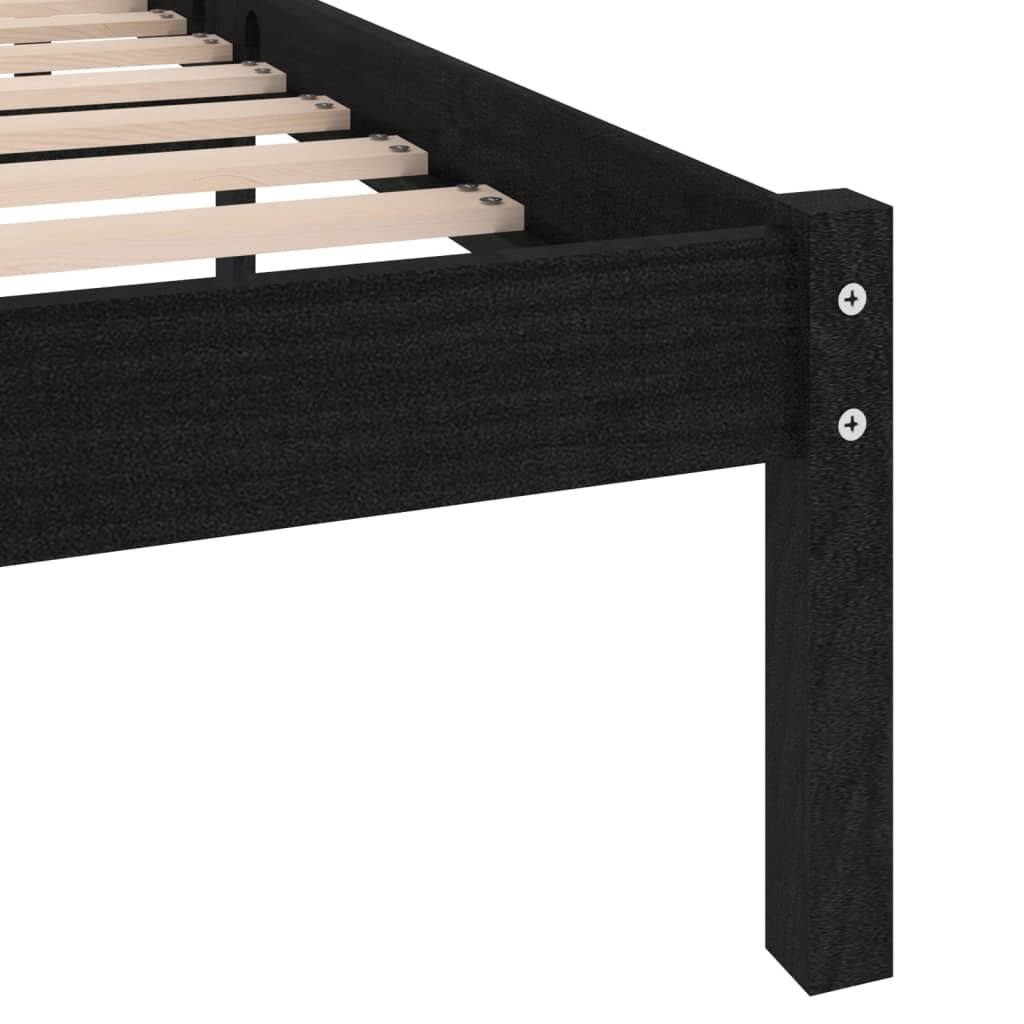 810001 vidaXL Bed Frame without Mattress Black Solid Wood 140x190 cm