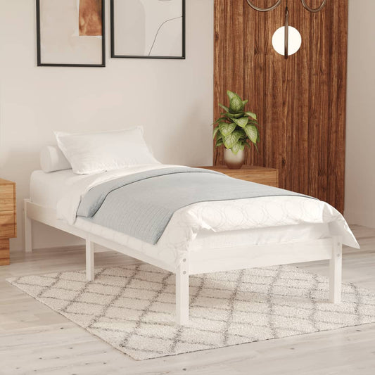 810003 vidaXL Bed Frame without Mattress White Solid Wood 90x200 cm